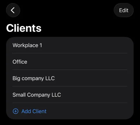 Keep client names available for your work records.