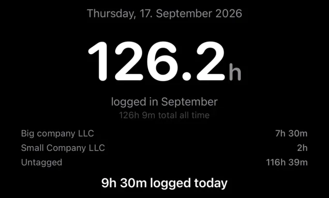Hourly stats, widgets and reminders: actual app interface with example records